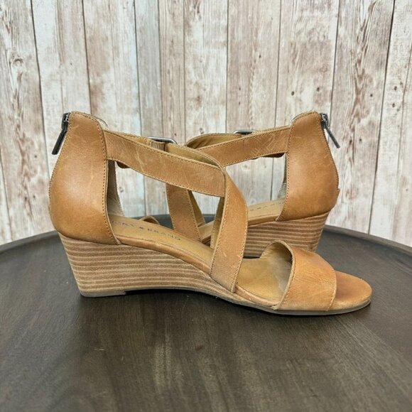 Lucky Brand Womens Jestah Wedge Sandals Ankle Strap Leather Zip-Up Size 7M - Picture 7 of 12